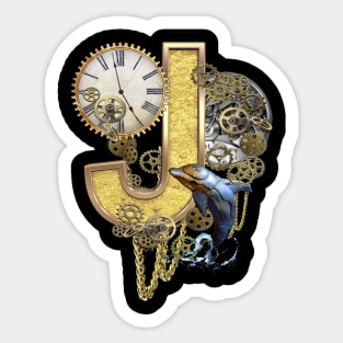 Steampunk-Birthday Capital letter J Sticker